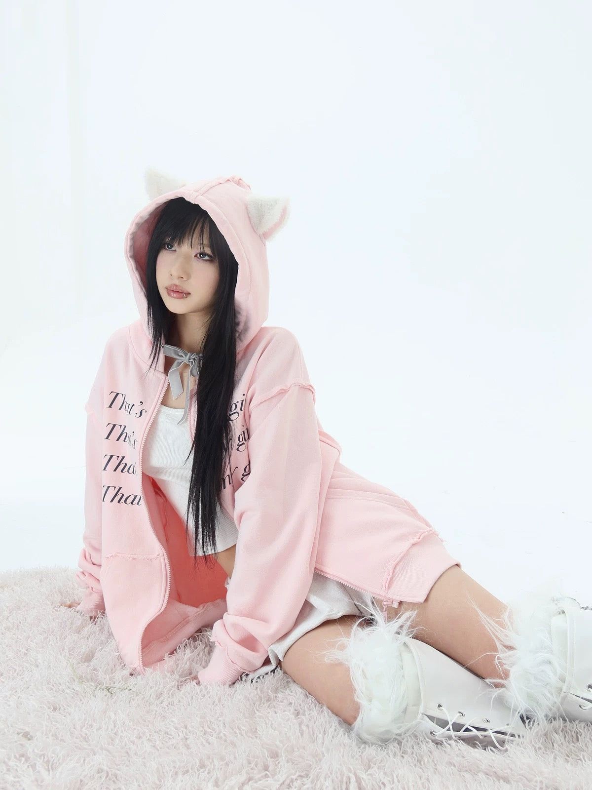 EatmePlz Newjeans Hyein Danielle Original Light Pink Cat Ear Wide