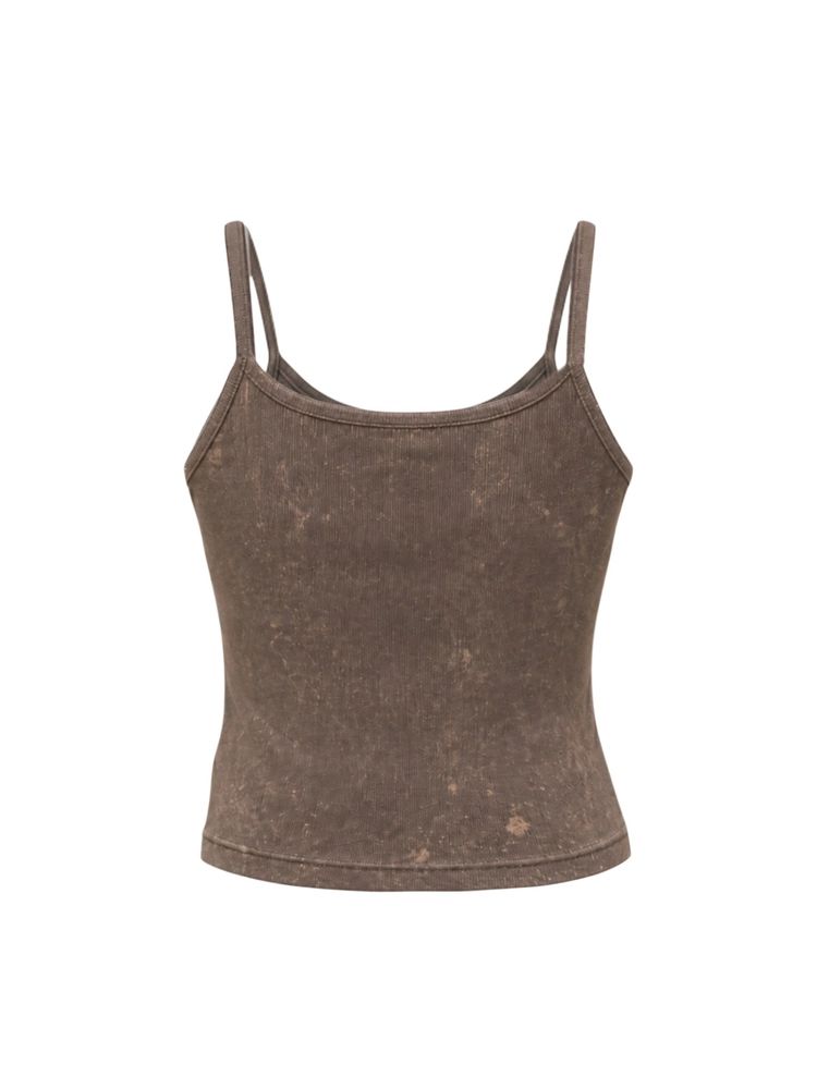 Brown Vintage Washed Sleeveless Top
