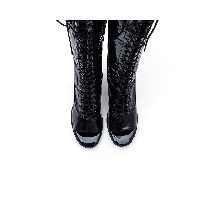 Hologram Thigh High Boots Heel(Black)