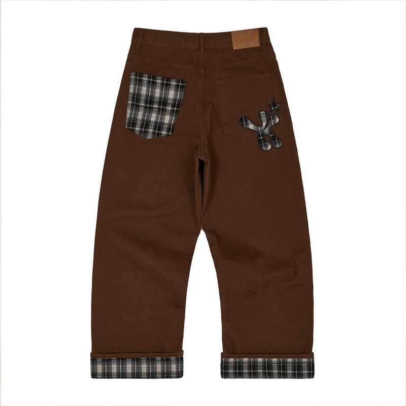 Check Applique Roll Up Pants