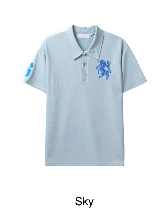 Veil Horse Emblem Collared Short Sleeve Tee
