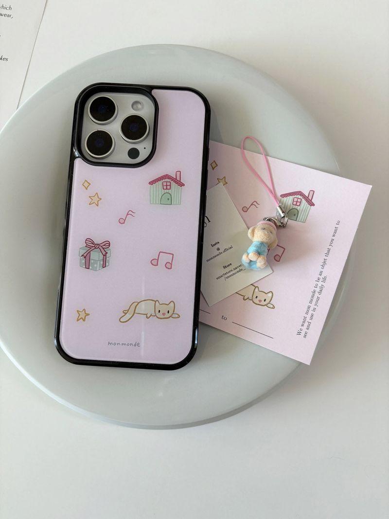 love cat  phone case (pink)