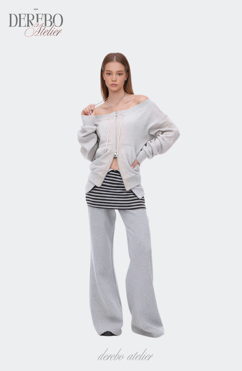 Gradient Off-Shoulder Zip-Up (PANTS)