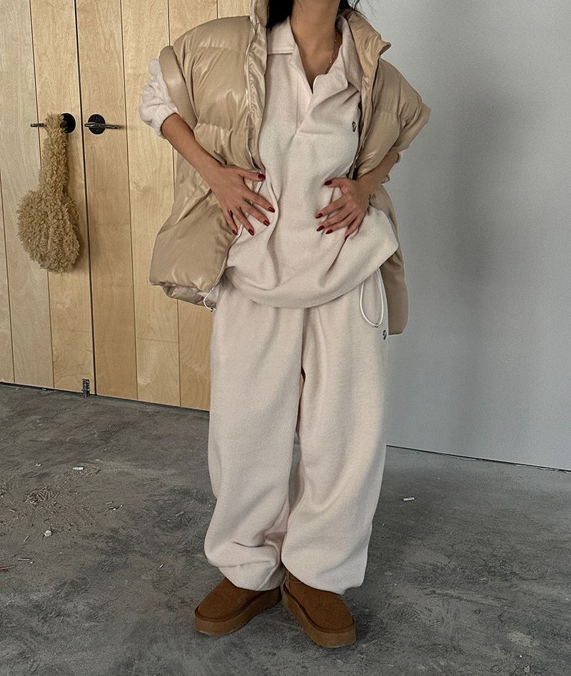 Oversized fit leather padded vest