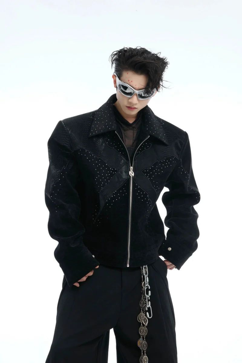 Argue Cultureの「Crocodile Pattern Studded Cropped Jacket（Jackets/Outerwear）」