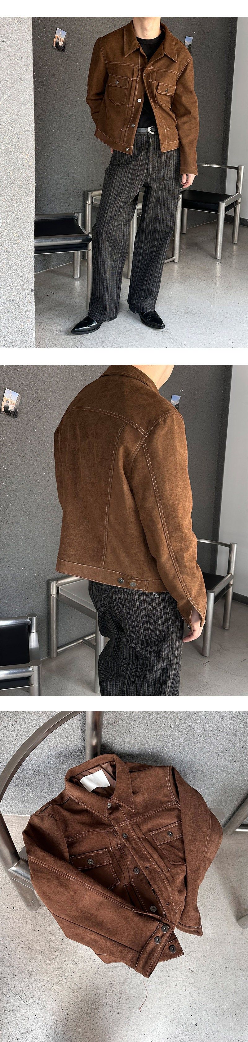 [F/W] Suede trucker jacket(4color)