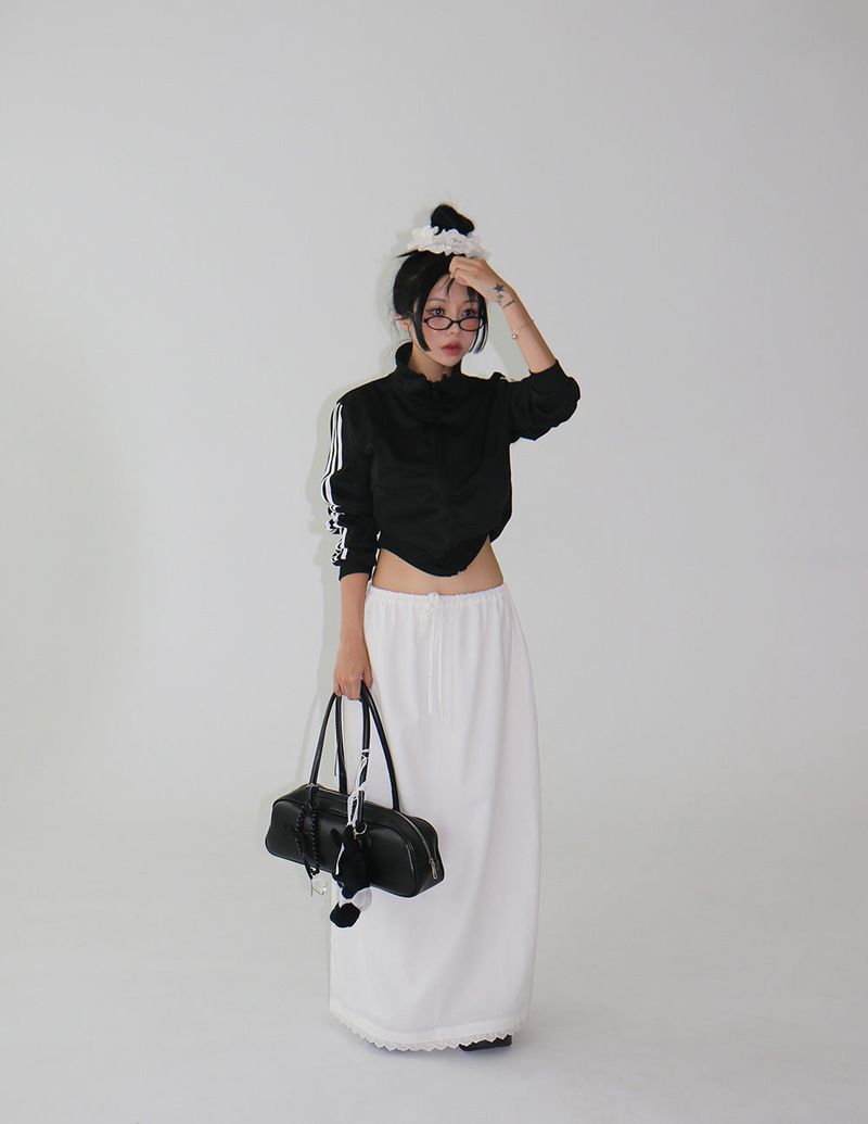 lace string maxi long skirt