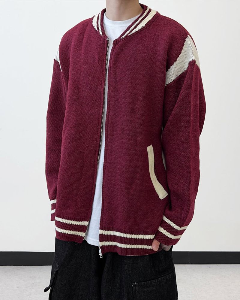 Noire Varsity Knit Zip-Up