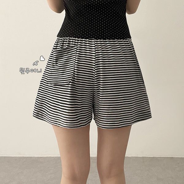 Pendant small stretch banding short pants
