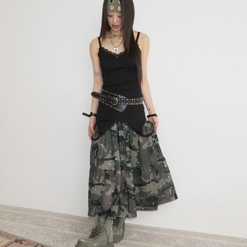 MESH STAR CAMO SKIRT
