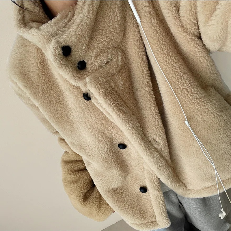 Falling High Neck Fleece Short Coat