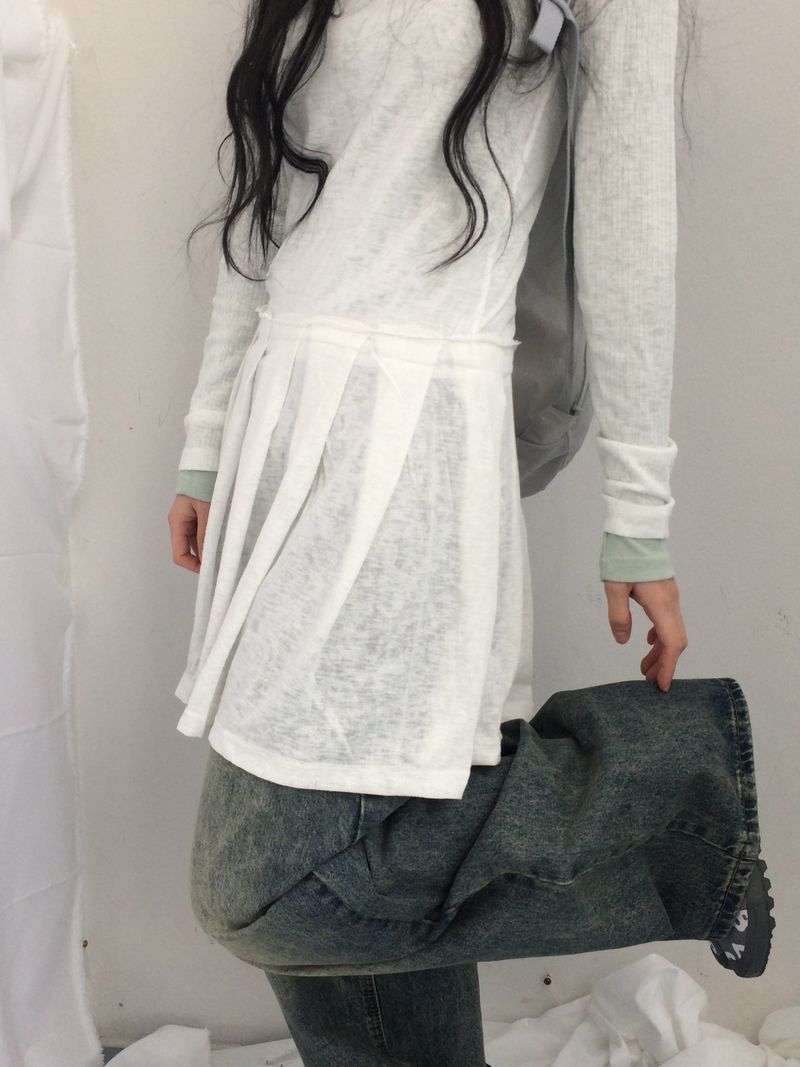line and pleated dress