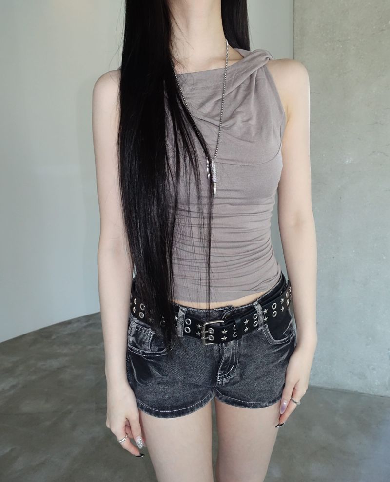 Hoody Shirring Sleeveless