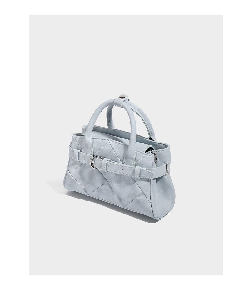 Square quilted mini tote bag with silver buckle crossbody bag