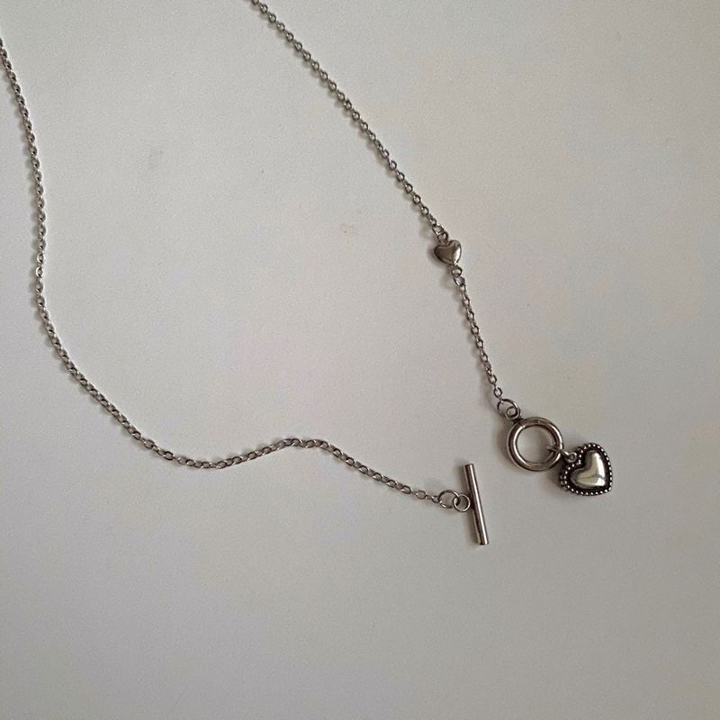s-eh Antique Simple Heart Toggle Bar Necklace