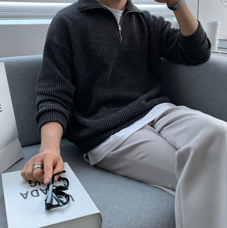 Hendes Daily Ribbed Semi-Zip Up Knit