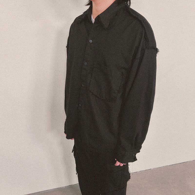 grunge plain shirt_black