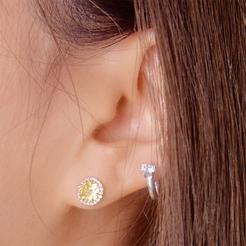 Yellow One Cubic Earring (rosegold)