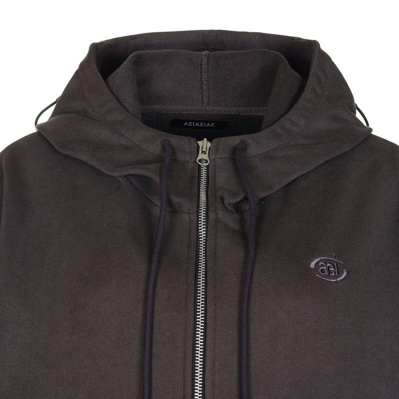 LAYERED STRING HOODIE ZIP-UP [DARK GRAY]