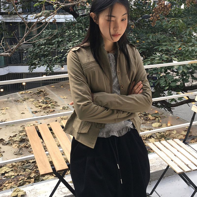 WONDER WONDER(ワンダーワンダー)の「Femo vintage high neck collar button cotton jacket(Jackets/Outerwear)」