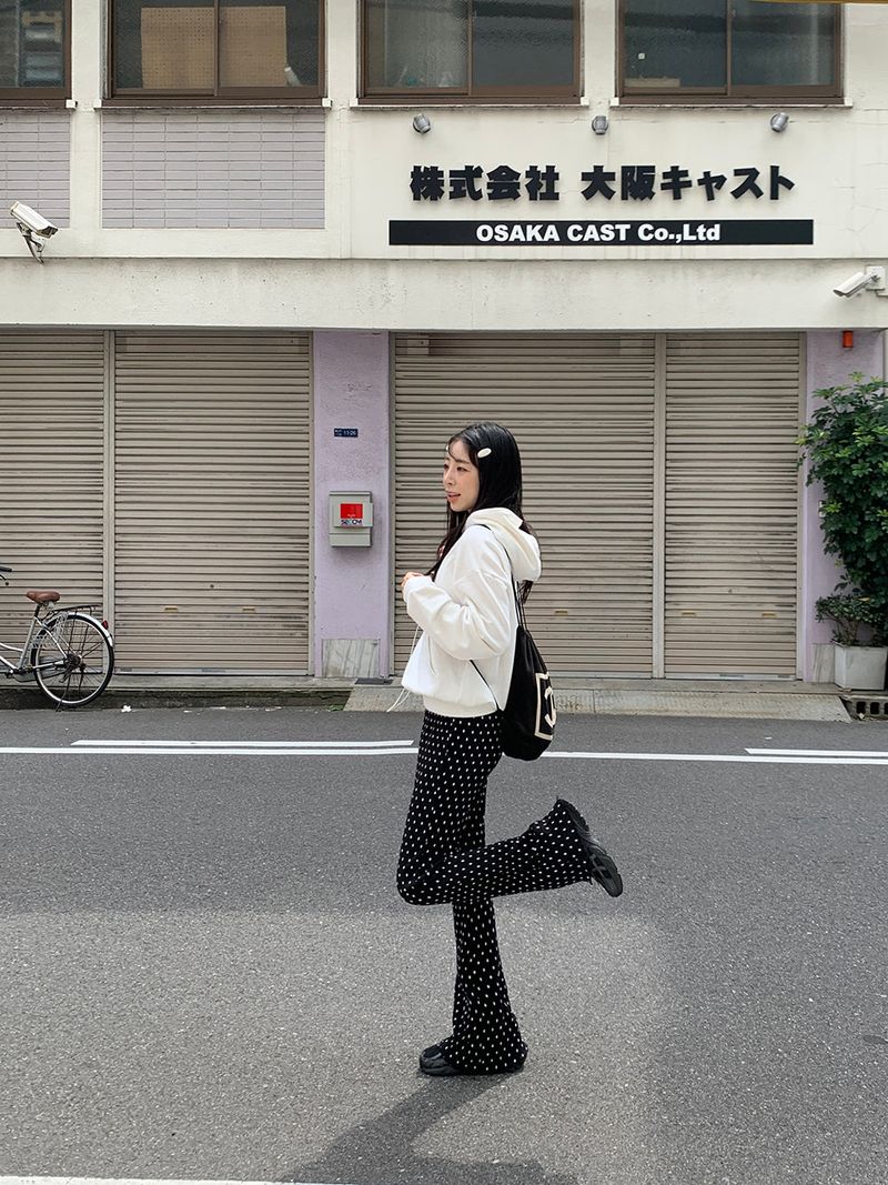 [MADE] Dot Pleated Long Bootcut Pants