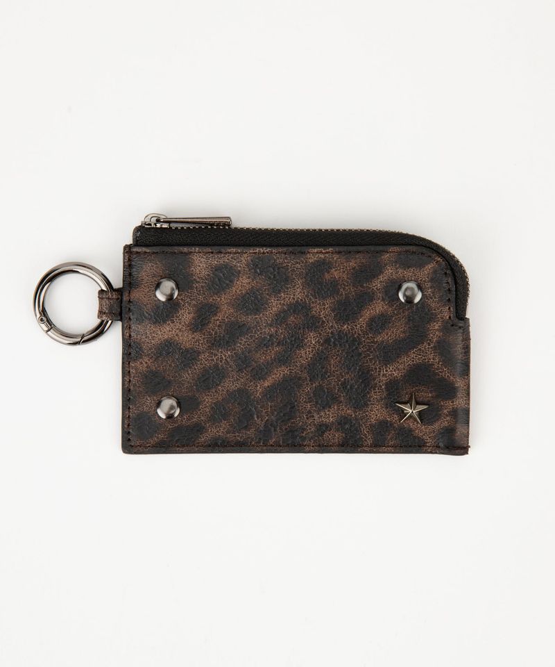 【MADE】zippy leather wallet [ black, leopard ]