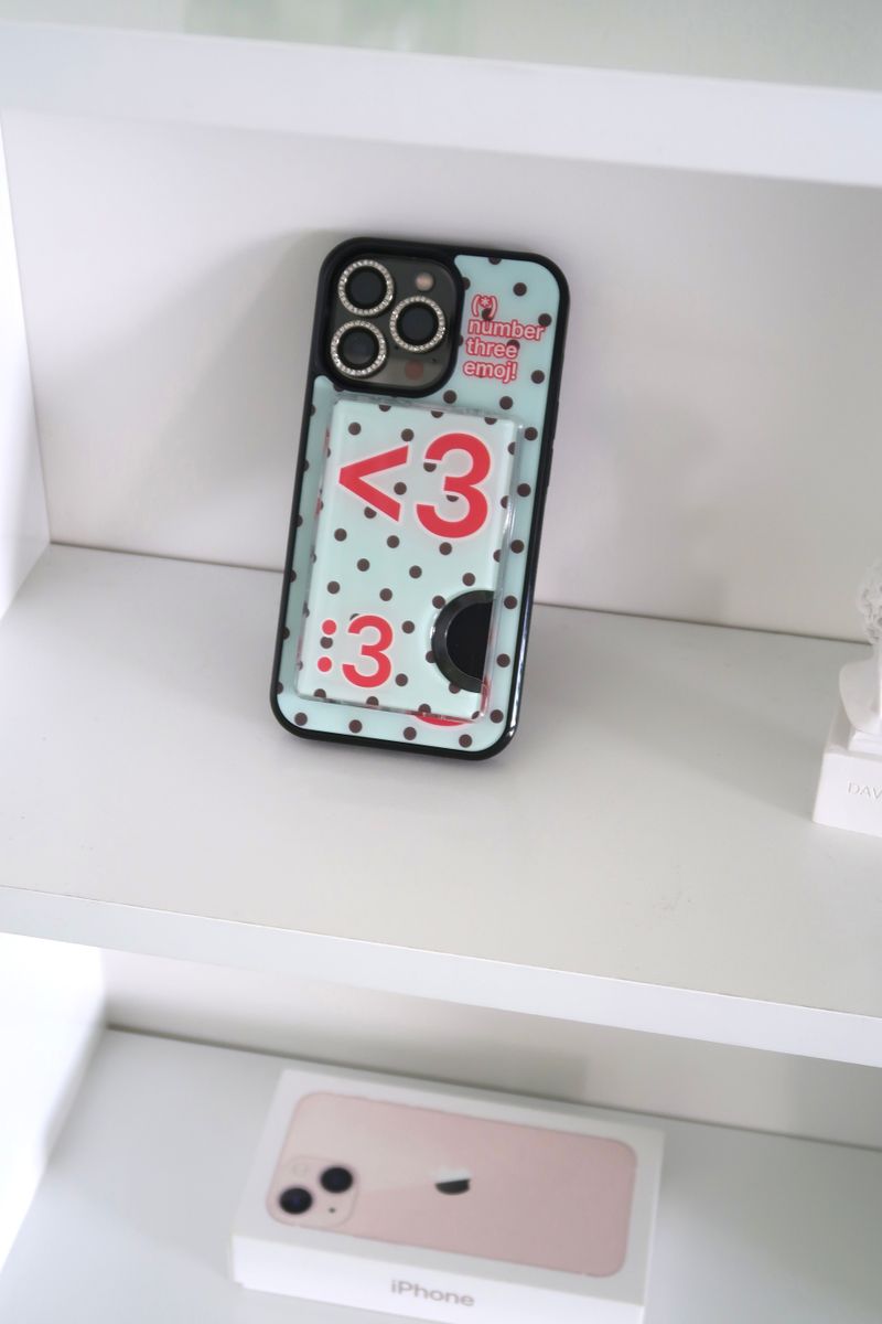 [MADE] Number 3 emoji case + card slot (Mint choco)
