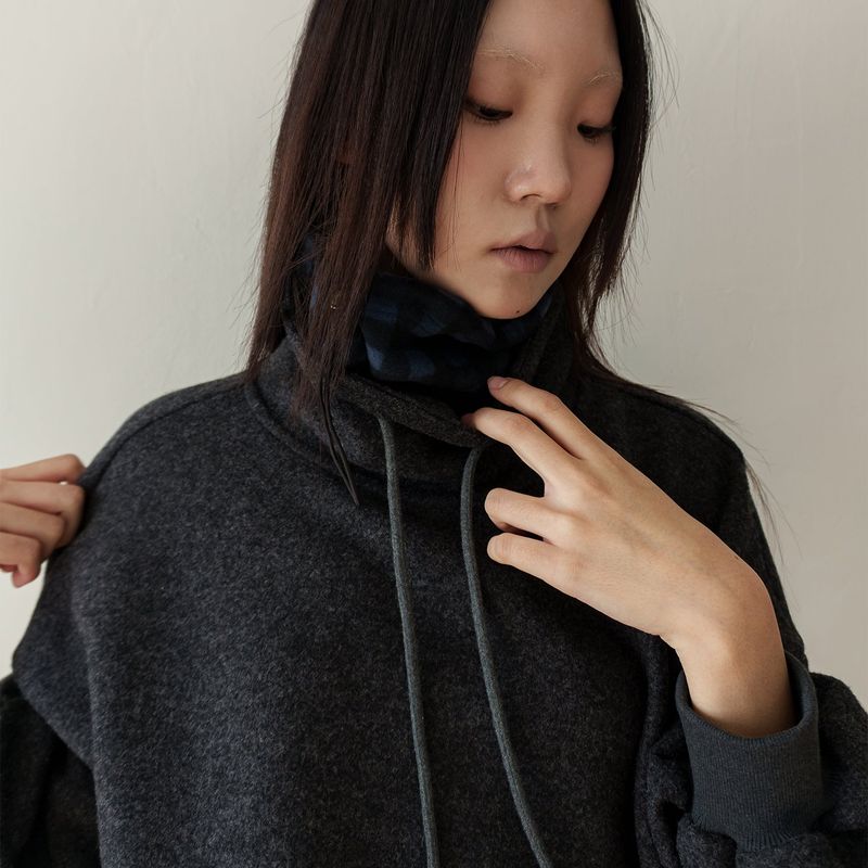 Grid fleece neck warmer / Blue