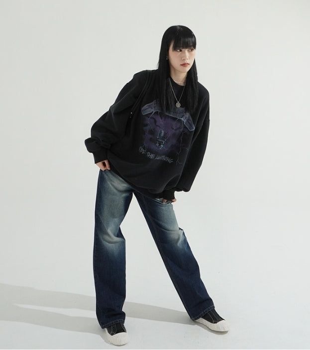 Deep Indigo Washing Semi Wide Denim Pants