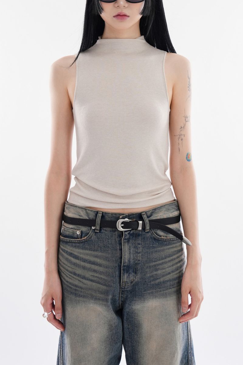 Bambi high-neck sleeveless top