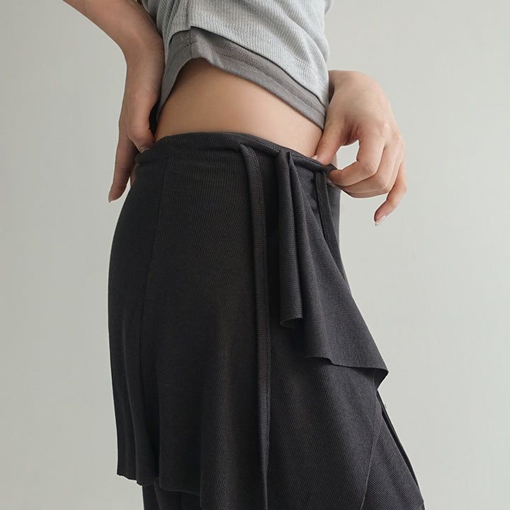 [Kanode] String Layered Long Skirt - 2color