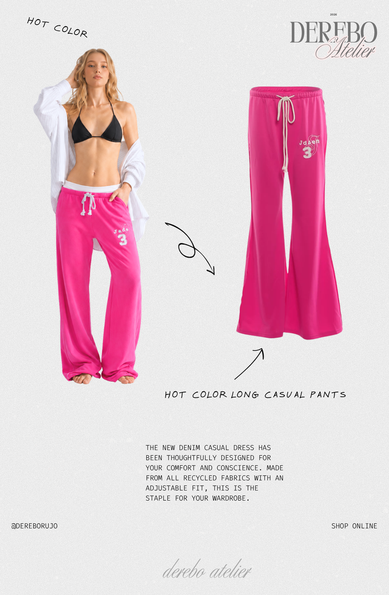 hot color long casual pants