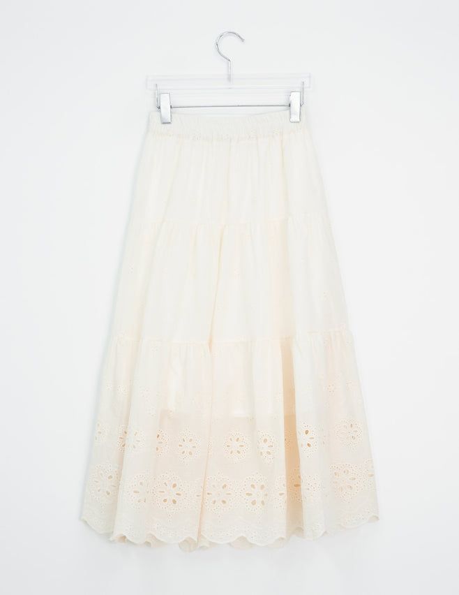Bonomi Vintage Punching Tiered Banding Long Skirt