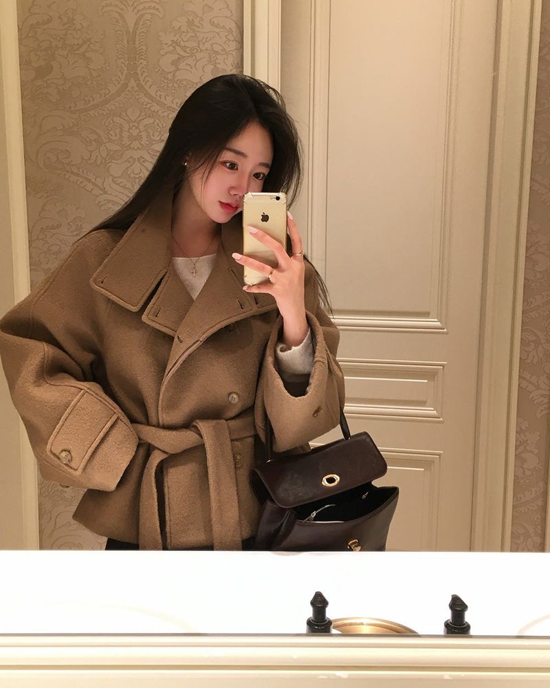 [ORIGINAL] Center Waist-Tie Wool Short Coat