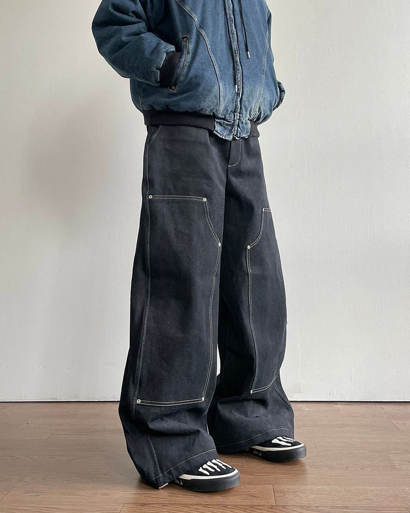 Road napping denim pants