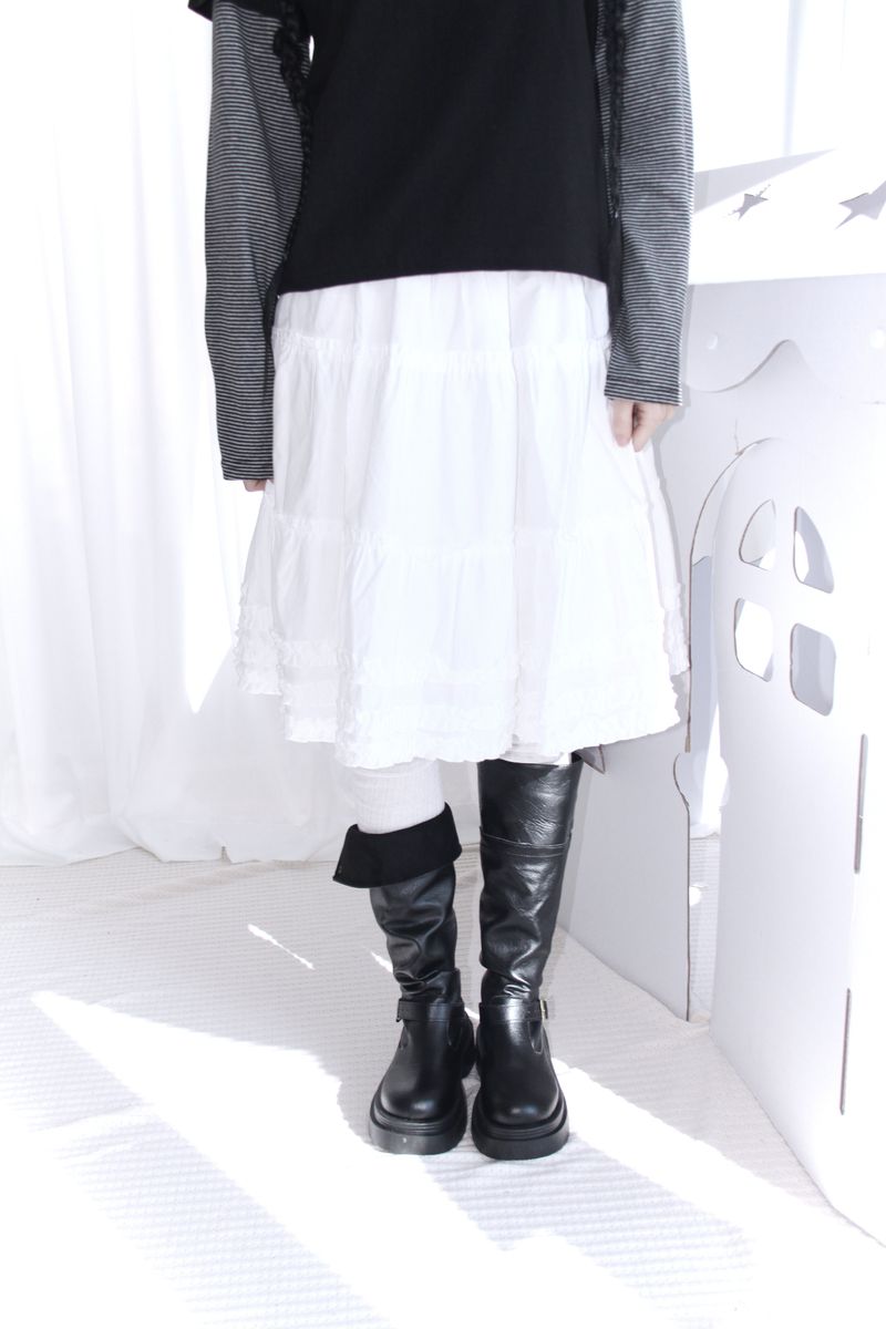 Buckle Leather Half Middle Boots
