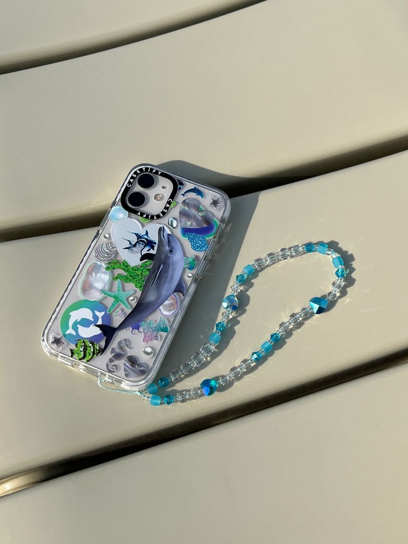 Ocean Blue Heart Me Crystal Long Strap