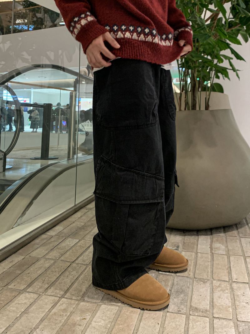 Fore-end diagonal cargo pants