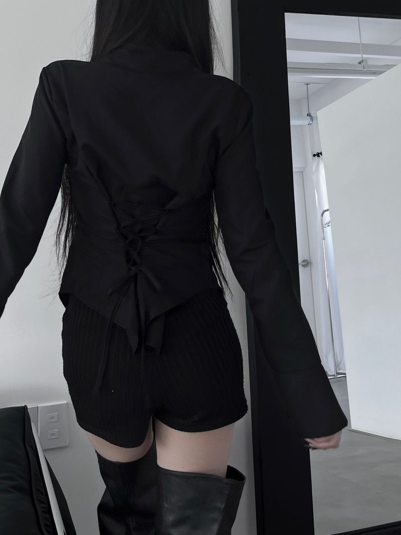 back corset cuff shirt (2color)