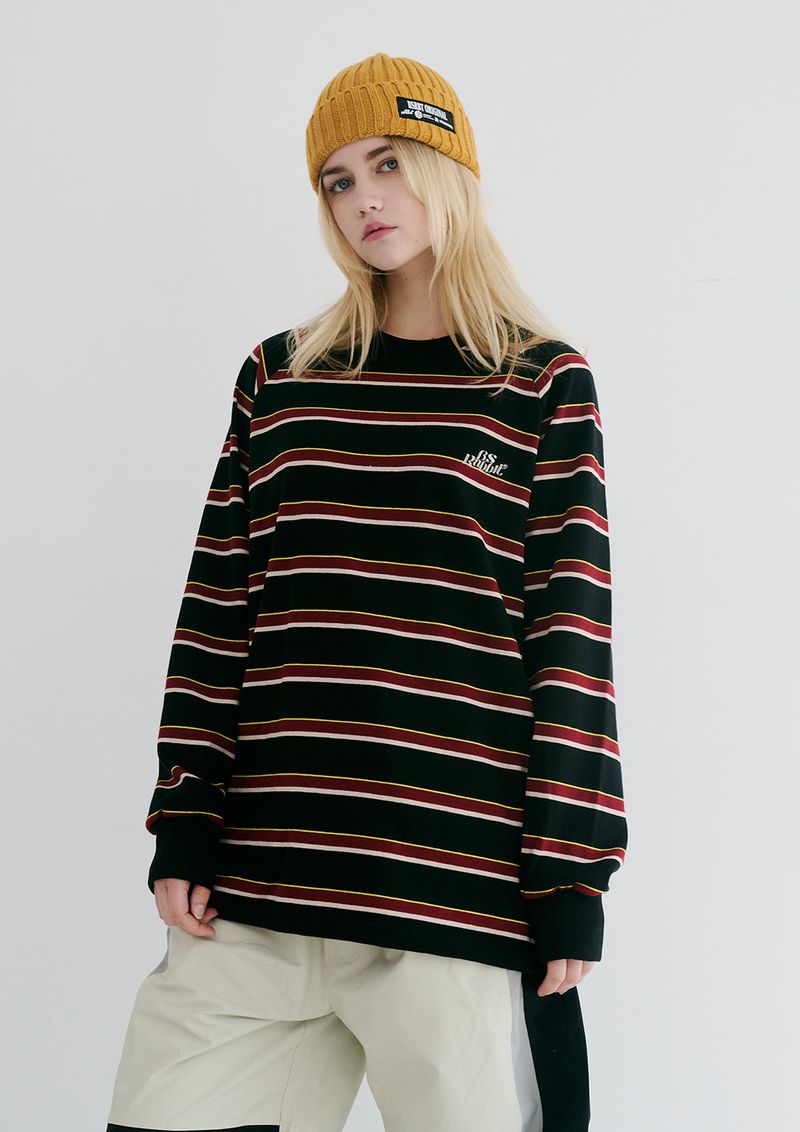 BSRABBIT(ビエスラビット)の「BSR2223FWPO029 OLD STRIPE LONG SLEEVE BLACK(Tops)」