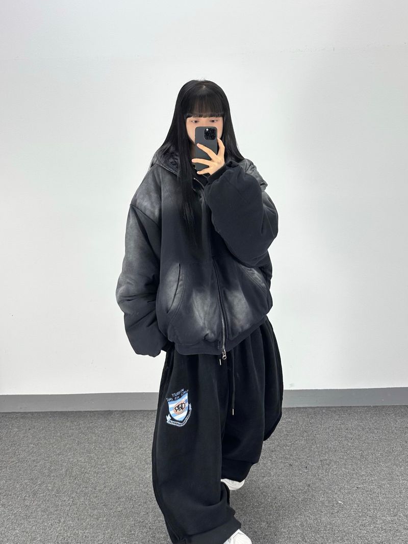 bomber washing hooded jumper