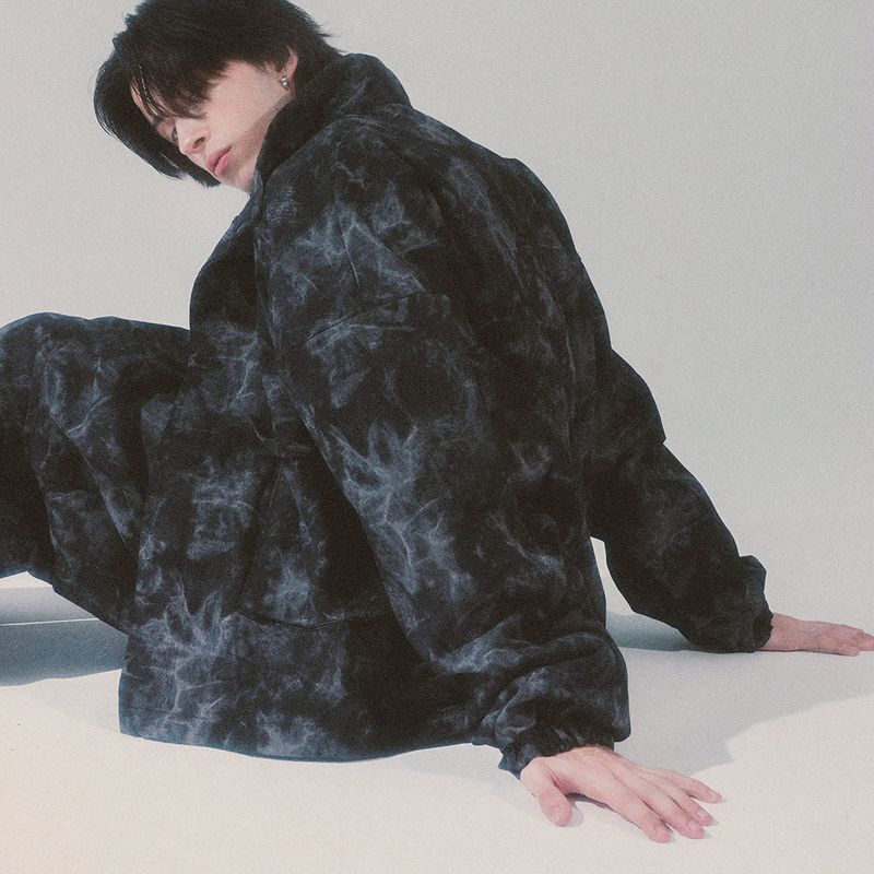 tie-dye crop jacket_black