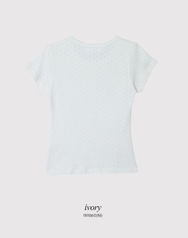 [SHOPPERMADE] アイレットスリムショートスリーブTシャツ (4color)