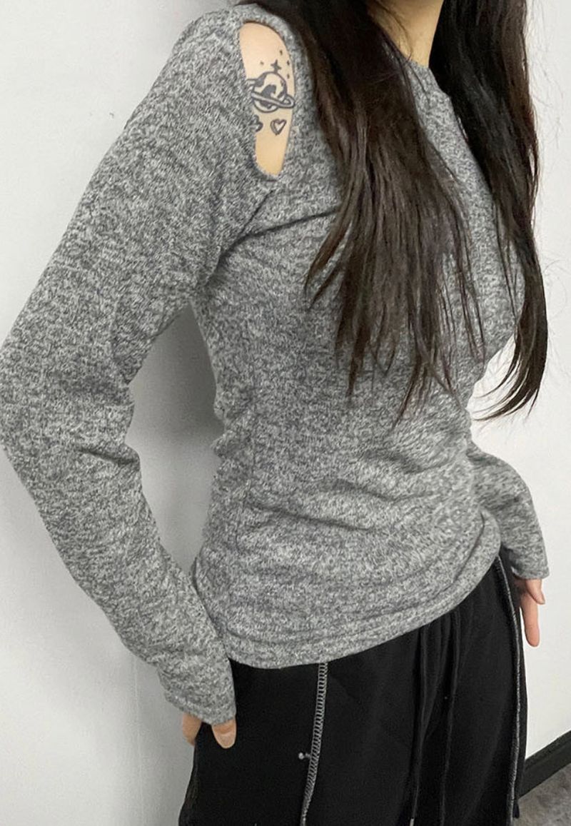 cut out shoulder long sleeve