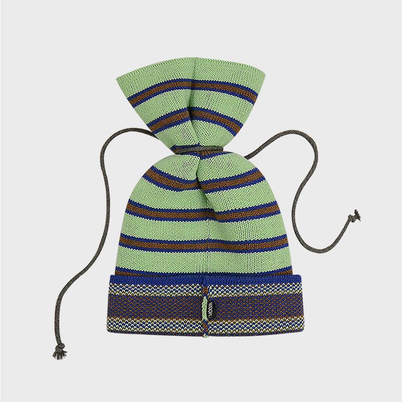 TIE-UP STRIPE BEANIE (MELON)