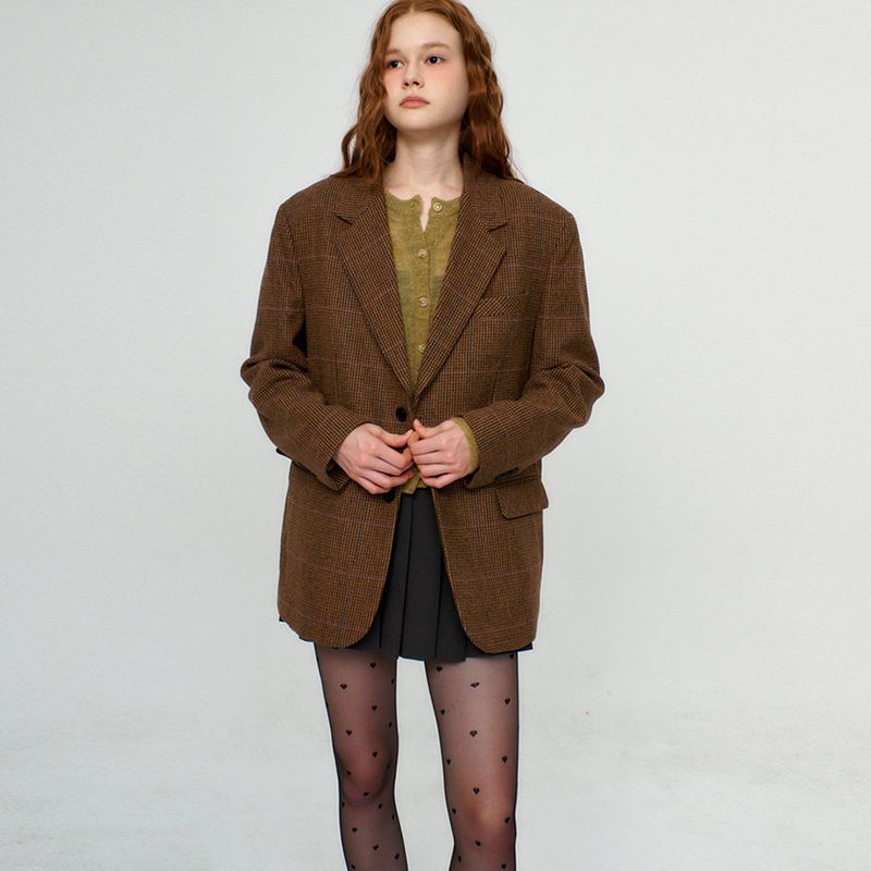 Glencheck Wool Jacket _Brown