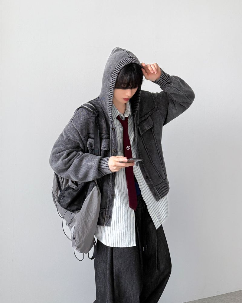 YOURNUS（ユアナス）の「Lutz Pigment Hood Cardigan（Tops）」
