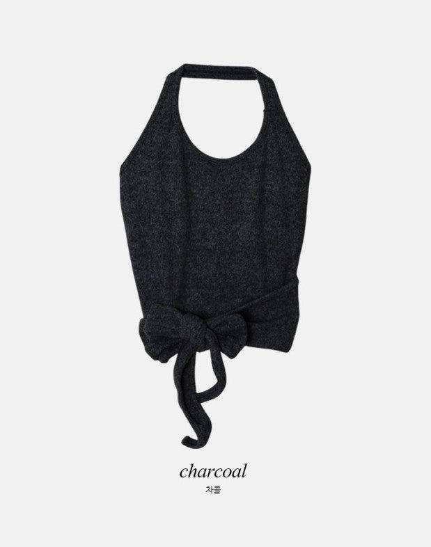 Halter Neck Wrap Knit Bustier (3color)