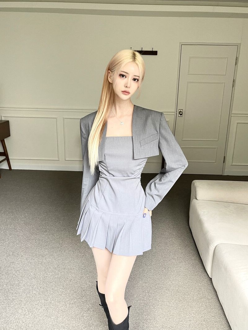  Backless top pleats mini ops (2color)