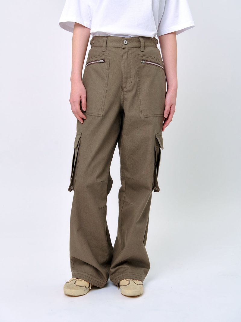 ZIP-POCKET CARGO PANTS_Brown
